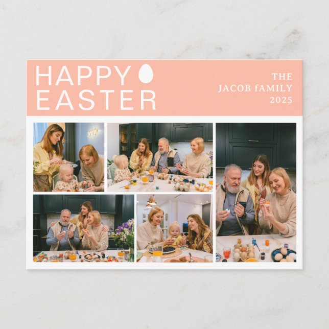 Postal Festiva Elegante familia moderna de Bendición de Pascua Ci (Anverso)