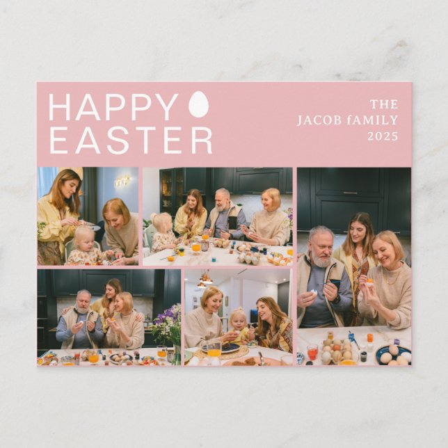 Postal Festiva Elegante familia moderna de Bendición de Pascua Ci (Anverso)