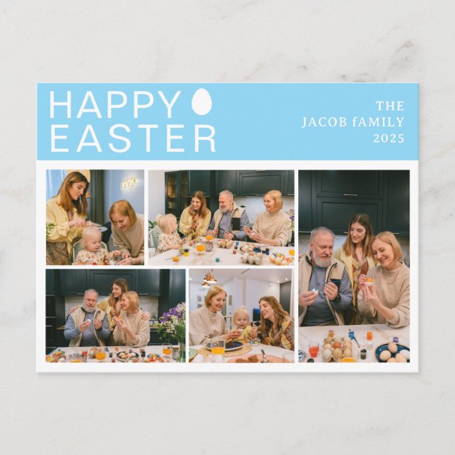 Postal Festiva Elegante familia moderna de Bendición de Pascua Ci (Anverso)