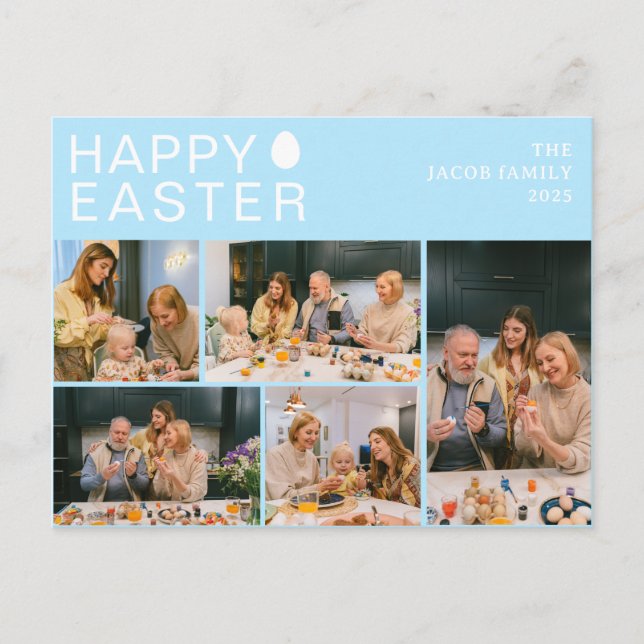 Postal Festiva Elegante familia moderna de Bendición de Pascua Ci (Anverso)