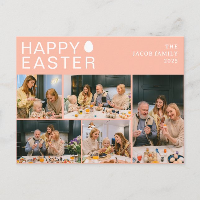 Postal Festiva Elegante familia moderna de Bendición de Pascua Ci (Anverso)