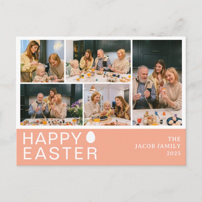 Postal Festiva Elegante familia moderna de Bendición de Pascua Ci (Anverso)