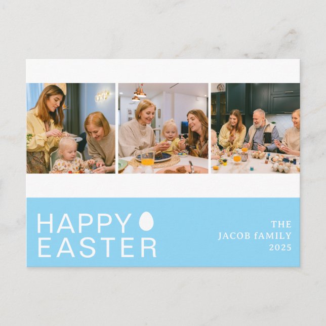 Postal Festiva Elegante familia moderna de Bendición de Pascua Tr (Anverso)