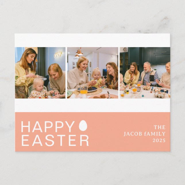 Postal Festiva Elegante familia moderna de Bendición de Pascua Tr (Anverso)