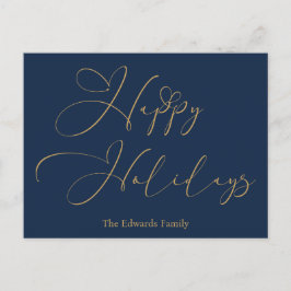 Postal Festiva Elegante Felices Fiestas Oro Calligrafía Corazón