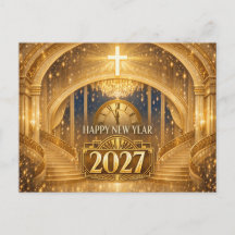 Elegante Feliz Año Nuevo Cristiano Dorado 2027
