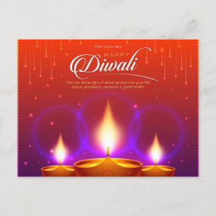 Postal Festiva Elegante Feliz Festival Diwali de Oro de Luz
