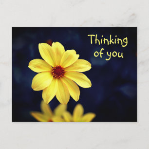 Postal Festiva Elegante flor amarillo de Dahlia pensando en ti