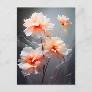 Postal Festiva Elegante Flor de Blush Abstracto Flujo Brumoso