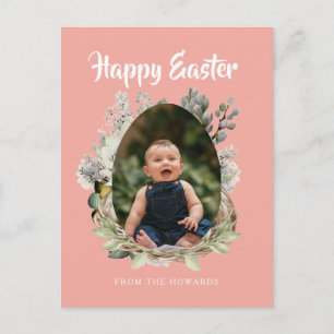 Postal Festiva Elegante Floral de Pascua Moderna Feliz Pascua F