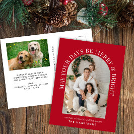 Postal Festiva Elegante Foto Arch Ferry Y Navidades Rojos Brillan