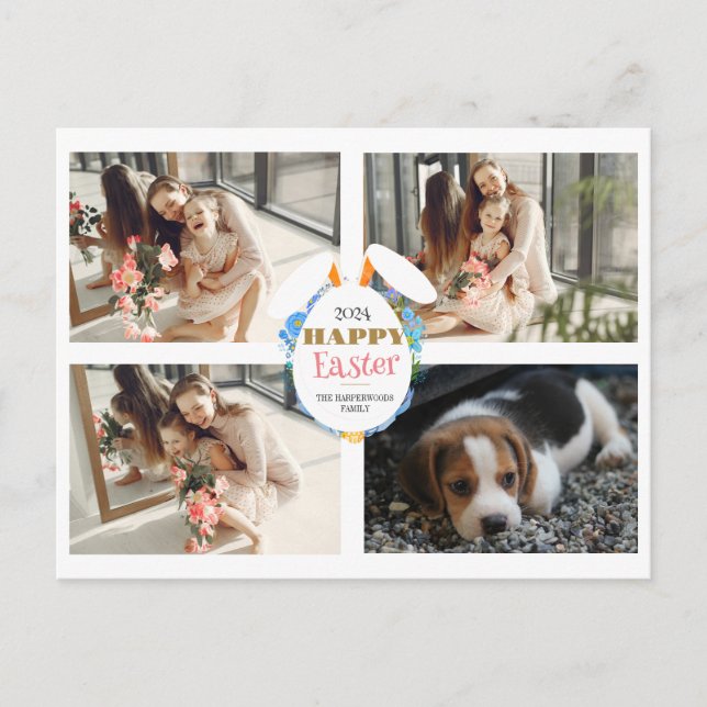 Postal Festiva Elegante foto de Familia de Huevos de Semana Santa (Anverso)