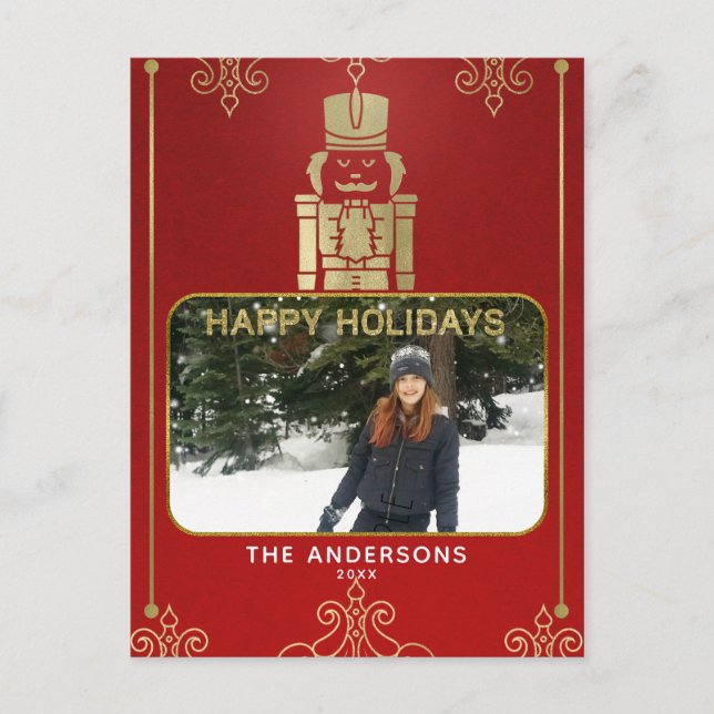 Postal Festiva Elegante foto de festividad de oro y pepino rojo (Anverso)