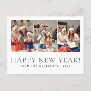 Postal Festiva Elegante foto de la familia de Año Nuevo Feliz