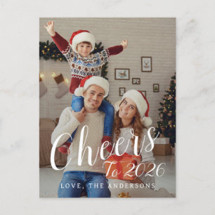 Postal Festiva Elegante foto de la familia de Año Nuevo Feliz