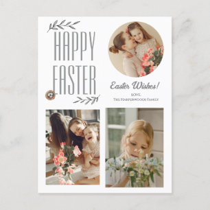 Postal Festiva Elegante foto de la familia Eggs de Pascua
