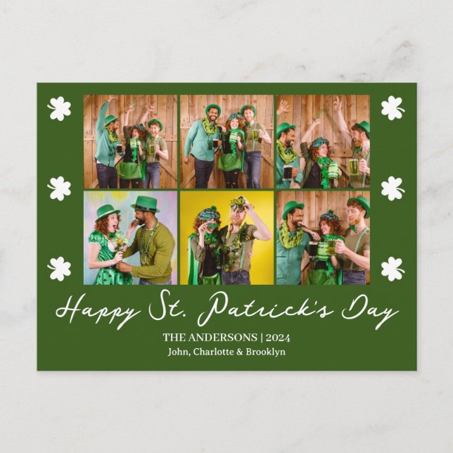 Postal Festiva Elegante foto de Shamrock St. Patrick's Day Family (Anverso)