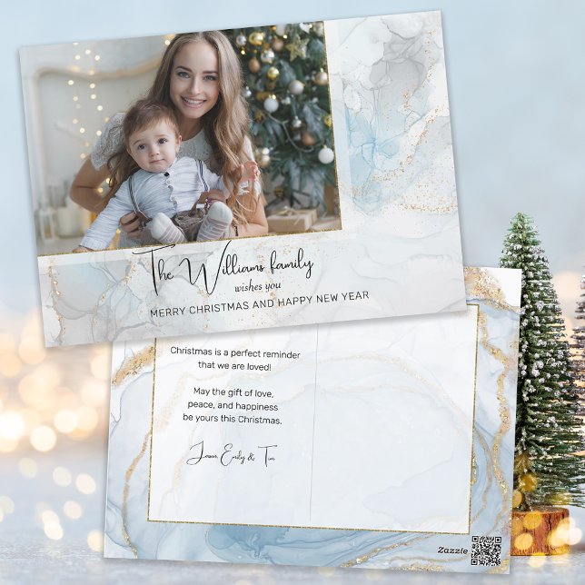 Postal Festiva Elegante foto de tinta azul y dorada con alcohol (Subido por el creador)