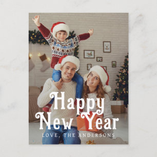 Postal Festiva Elegante foto familiar de Año Nuevo Feliz Año Nuev