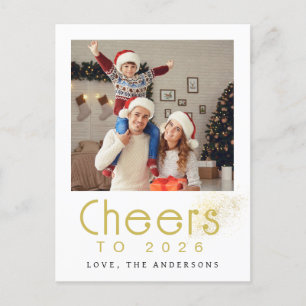 Postal Festiva Elegante foto familiar de Año Nuevo Feliz Año Nuev