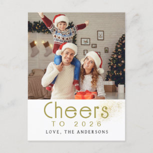 Postal Festiva Elegante foto familiar de Año Nuevo Feliz Año Nuev