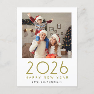 Postal Festiva Elegante foto familiar de Año Nuevo Feliz Año Nuev