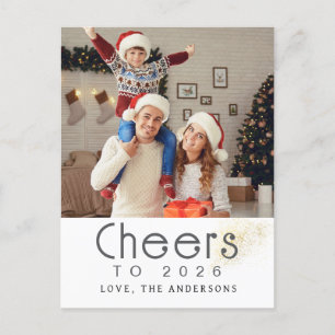 Postal Festiva Elegante foto familiar de Año Nuevo Feliz Año Nuev