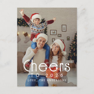 Postal Festiva Elegante foto familiar de Año Nuevo Feliz Año Nuev