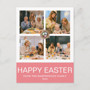 Postal Festiva Elegante foto familiar de Feliz Pascua con letra m