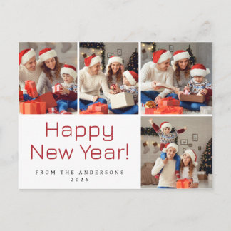 Postal Festiva Elegante Foto Familiar Moderna Feliz Año Nuevo 4