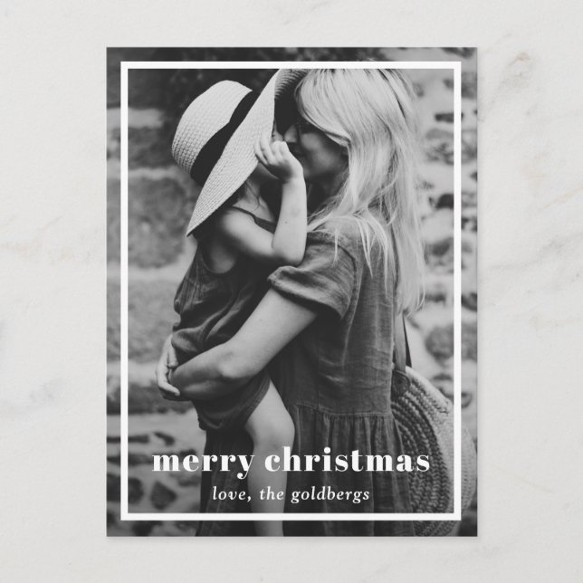 Postal Festiva Elegante foto fronteriza con Navidades modernos (Anverso)