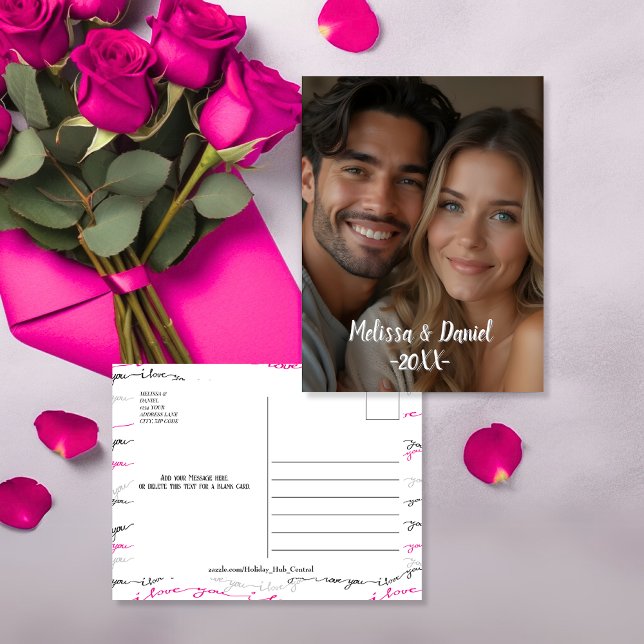 Postal Festiva Elegante foto saludos de San Valentín (Elegant Photo Valentine's greetings Holiday Postcard)