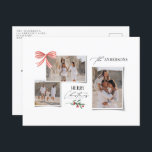 Postal Festiva Elegante foto tradicional del arco rojo<br><div class="desc">Elegante y moderno guión múltiple del arco rojo tradicional y tipografía de los serif Fotos navideñas de Feliz postal navideño.</div>