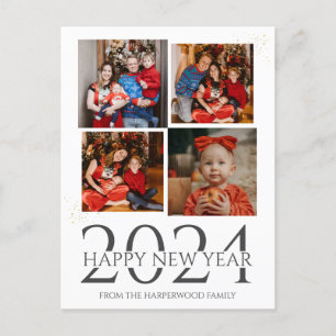 Postal Festiva Elegante Fuego Moderno Feliz Año Nuevo Cuatro Foto