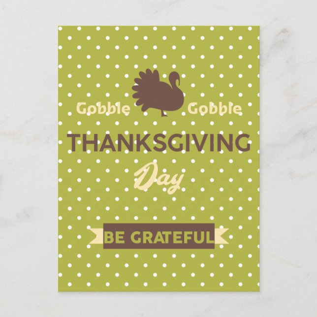 Postal Festiva Elegante gobble Turquía Día de Acción de Gracias E (Anverso)