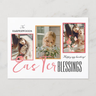 Postal Festiva Elegante guión Feliz Familia de Pascua Tres Foto