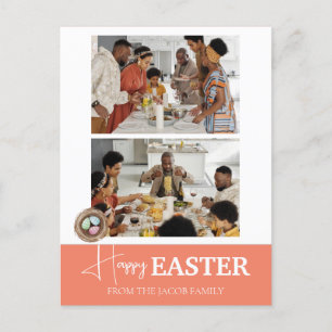 Postal Festiva Elegante guión Feliz Pascua Familia Dos fotos