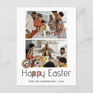 Postal Festiva Elegante guión Feliz Pascua Familia Dos fotos