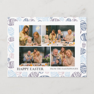 Postal Festiva Elegante guión moderno Feliz Pascua foto familiar