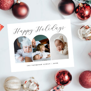 Postal Festiva Elegante guión Personalizado Tres Navidades De Fot