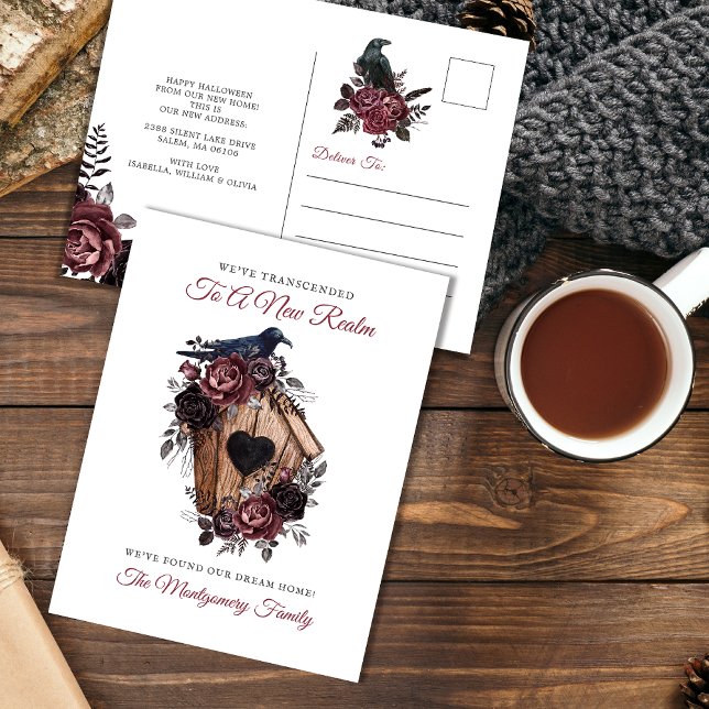Postal Festiva Elegante Halloween floral gótica nuevo hogar en mo (Subido por el creador)