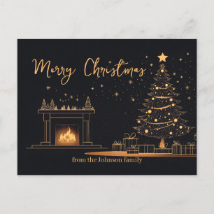Postal Festiva Elegante Ilustracion de Navidades Minimalistas