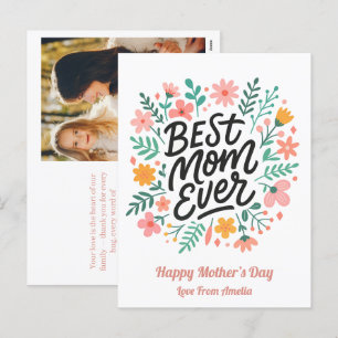 Postal Festiva Elegante mejor mamá de todos los tiempos   Día de 