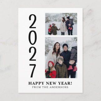 Postal Festiva Elegante Mínimo Feliz Año Nuevo Familia 2 Foto