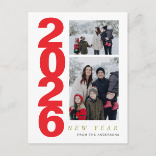 Postal Festiva Elegante Mínimo Feliz Año Nuevo Familia 2 Foto
