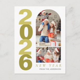 Postal Festiva Elegante Mínimo Feliz Año Nuevo Familia 2 Foto