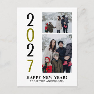 Postal Festiva Elegante Mínimo Feliz Año Nuevo Familia 2 Foto