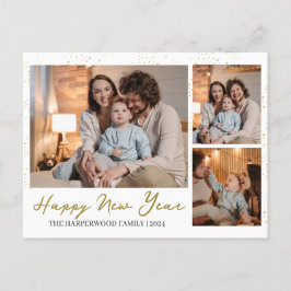 Postal Festiva Elegante Moderno Feliz Año Nuevo 3 Multifoto