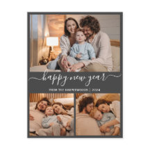 Elegante Moderno Feliz Año Nuevo Negro 3 Collage