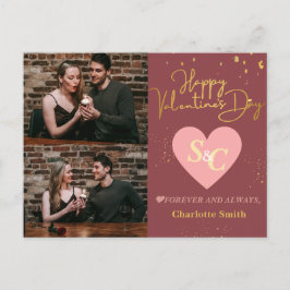 Postal Festiva Elegante Monograma el día de San Valentín de amor 